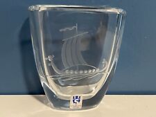 Stromberg Etched Viking Boat Art Glass Vase Signed and Numbered 3x3” for sale  Shipping to South Africa