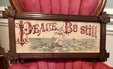 Antique Paper Punch Sampler PEACE BE STILL Bible Verse Mark 4 Perforated Motto for sale  Shipping to South Africa