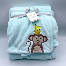 Cobertor Carters Monkey Banana Baby azul-petróleo pelúcia listras amadas branco 30x40, usado comprar usado  Enviando para Brazil