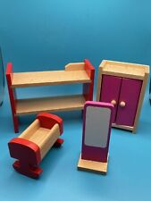 Móveis de madeira para casa de bonecas quarto infantil - Beliche, berço, espelho e armário comprar usado  Enviando para Brazil