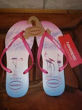 Havaianas- Chinelo Feminino Flamingo Slim Paisage - Rosa Cristal - Tamanho 7/8- Novo com etiquetas comprar usado  Enviando para Brazil