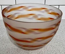 Used, LARGE 16.5cm HIGH FROSTED STUDIO GLASS BOWL BASIN RED ORANGE PURPLE TWIST DESIGN for sale  Shipping to South Africa
