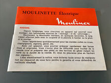 Ancienne Notice Moulinex Moulinette Electrique Vintage d'occasion  Aix-les-Bains
