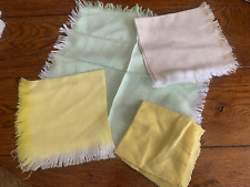 4 cotton napkins yellow green tarp with frayed edges vintage 1960's for sale  Shipping to South Africa