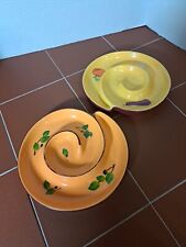 Usado, 2- Platos de inmersión de aceite de oliva en espiral de cerámica de Shonfeld's bandeja plato segunda mano  Embacar hacia Argentina