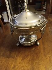 Used, Silver Plated 3 Footed Chafing Dish W/ 447 1.5qt Anchor Hocking  Fire-King Dish for sale  Shipping to South Africa