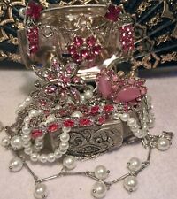 Lote de joyas vintage de estrás rosa y perlas sintéticas segunda mano  Embacar hacia Mexico