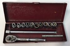 Vintage Snap-On Socket Set In Case Ratchet, 10 Sockets Plus 2 Extension Rods for sale  Shipping to South Africa