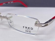 Armações de óculos Fred masculinas femininas prata vermelha sem aro platina movimento F5 51 França comprar usado  Enviando para Brazil