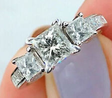 2Ct Princess Cut Real Moissanite Solitaire Engagement Ring Solid 14k White Gold for sale  Shipping to South Africa