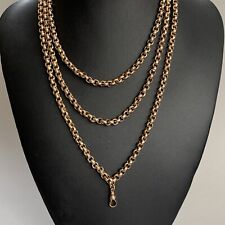 9ct Gold Long Guard Muff Chain Antique Victorian 32g Belcher Links 55.5” 141cm for sale  Shipping to South Africa