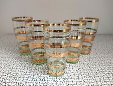 Used, 50s 60s Retro Vintage Green & Gold Stripe Drinking Cocktail Glasses MCM for sale  Shipping to South Africa