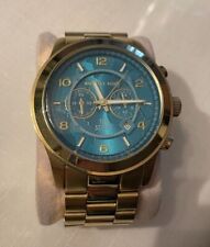 Relógio Michael Kors Feminino MK8315 Hunger Stop, Tom Dourado, Face Azul Turquesa comprar usado  Enviando para Brazil