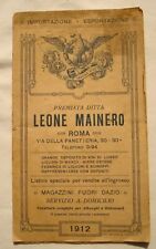 Listino Leone Mainero Roma 1912 adversiting pubblicità vini birre liquori segunda mano  Embacar hacia Argentina