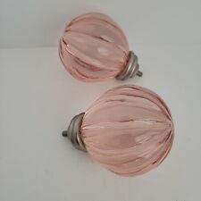 Pottery Barn Kids Pink Faux Glass Globe Finials Pink Acrylic Curtain Rod End 3" for sale  Shipping to South Africa