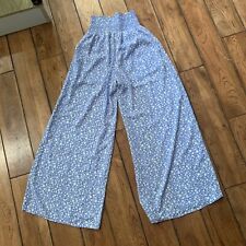 Pantalones para mujer Sienna Sky XS azul floral tirón pierna ancha informal boho romántico segunda mano  Embacar hacia Argentina