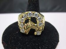14 KT GOLD PLATED LUCKY HORSESHOE CLEAR CUBIC ZIRCONIA RING,SIZES 6-13 for sale  El Dorado Hills