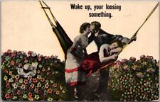 Vintage 1916 Romance Comic Postcard "Wake Up, You're Losing Something" Hammock for sale  Shipping to South Africa