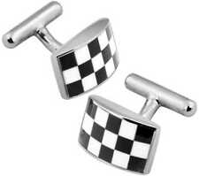 Rectangular checkered cufflink for sale  UK