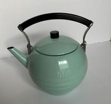 Chaleira de chá vintage azul água esmalte cabo preto comprar usado  Enviando para Brazil