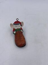 Zapato grande vintage de cerámica adorno navideño ratón durmiendo dentro segunda mano  Embacar hacia Argentina
