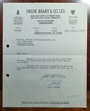Fredk 1954 Hoja de metal de Braby & Co., carta de Euston Road, Londres segunda mano  Embacar hacia Argentina