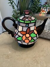 Vintage Cheyenne Lamp Tiffany Style Stained Glass Teapot Light  Corded Electric for sale  Shipping to South Africa