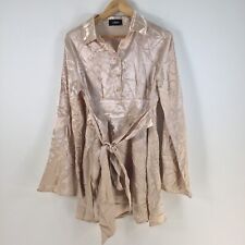 Sidra Mujer Camisa Vestido Talla 12 Beige Metálico Mangas Largas Cremallera 077301 segunda mano  Embacar hacia Argentina