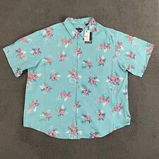 PX Premium Xpression Shirt Mens 2XL Blue Floral Button Up Cotton Hawaiian Casual for sale  Shipping to South Africa