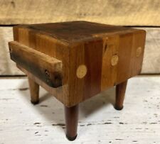 Mini Vintage Hardwood End Grain Butcher Block Cutting Cheese Board 4 Legged, used for sale  Shipping to South Africa