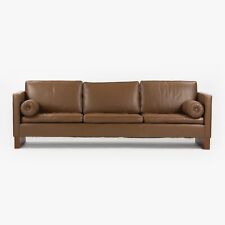 Raro sofá de tres asientos Mies Van Der Rohe Knoll International de cuero marrón década de 1960 segunda mano  Embacar hacia Argentina