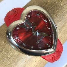 Relógio de pulso Chronotech Love vermelho prisma coração cristal aço inoxidável comprar usado  Enviando para Brazil