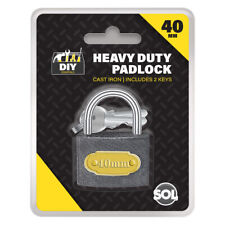 Padlock 40mm Heavy Duty Iron Outdoor Shed Safety Security Shackle Lock 2 Key, used for sale  Shipping to South Africa