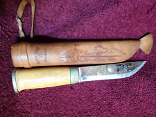 LARGE SHARP MARTTIINI HUNTING KNIFE PUUKKO w LEATHER SHEATH FINLAND FINNISH for sale  Shipping to South Africa