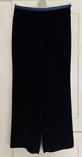 Vintage Laura Ashley Wide Leg Midnight Blue Silk & Viscose Velvet Trousers Sz 14 for sale  BURNTWOOD