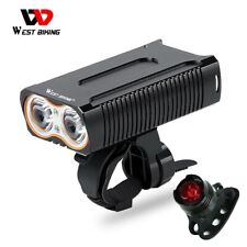WEST BIKING 2400 Lumens Bicycle Head Light USB Rechargeable Bike Tail Light Set for sale  Shipping to South Africa