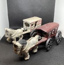 Usado, Conjunto de carrinho de leite antigo/antigo ferro fundido em areia puxado por cavalo buggy de gelo e cavalo comprar usado  Enviando para Brazil
