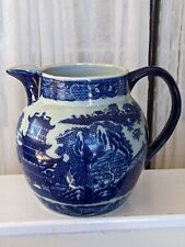Vintage Victoria Ironstone Flow Blue Willow Pattern Large Jug/ Pitcher  for sale  CULLOMPTON