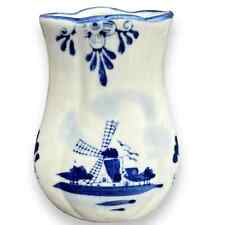 Used, Vintage Delft Blue Nobel Ball Mini Bud Vase Holland Windmill Dutch Scalloped   for sale  Shipping to South Africa