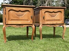 Pair French Oak Louis XV Style Bedside Carved Cupboard Cabinets Unit Night Stand for sale  Shipping to South Africa