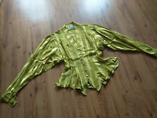 Original Vintage Bluse Seide gelb grün Streifen 38 80s 90s 80er Lagen Boho Elfe na sprzedaż  Wysyłka do Poland