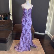 Women’s Purple Mermaid Fit Prom Party Dress Sparkly Sequins Lace Up Back Size 4 for sale  Shipping to South Africa