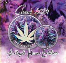 Moneda de plata Chad Cannabis Purple Haze Edition 2024 de 1 oz coloreada con holograma. segunda mano  Embacar hacia Argentina