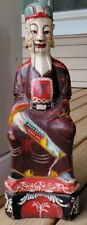  Estatueta chinesa grande de madeira imperador cores brilhantes decoração de madeira rachada envelhecida comprar usado  Enviando para Brazil