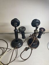 2 velas antiguas americanas latón de campana teléfono giratorio mal estado para repuestos segunda mano  Embacar hacia Argentina