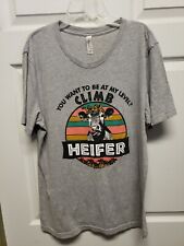 Canvas Woman T Shirt Size M Gray Cow Heifer Short Sleeves for sale  Shipping to South Africa