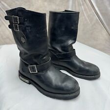 Botas de motociclista Harley Davidson de cuero negro punta redonda arnés talla 11 segunda mano  Embacar hacia Argentina