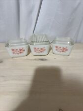 Set Of 3 Pyrex 2/501 1/502 Pink Gooseberry Refrigerator Dishes With Lids for sale  Shipping to South Africa