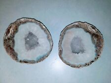 NATURAL agate geode  sphere QUARTZ CRYSTAL ball  stone HEALING  4.5" W PAIR for sale  Shipping to Canada