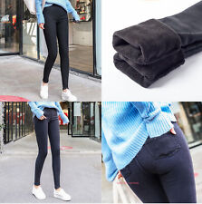 Calça jeans feminina quente forrada de lã leggings térmica cintura alta calças elásticas comprar usado  Enviando para Brazil